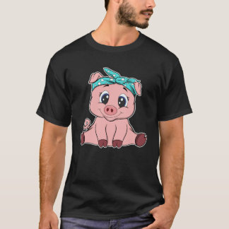 Cute pig headscarf little pig t-shirt