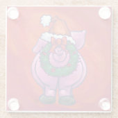 Cute Pig in Santa Hat op Red Glazen Onderzetter (Achterkant)
