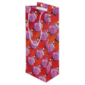 Cute Pig in Santa Hat op Red Wijn Cadeautas (Achterkant Gekanteld)