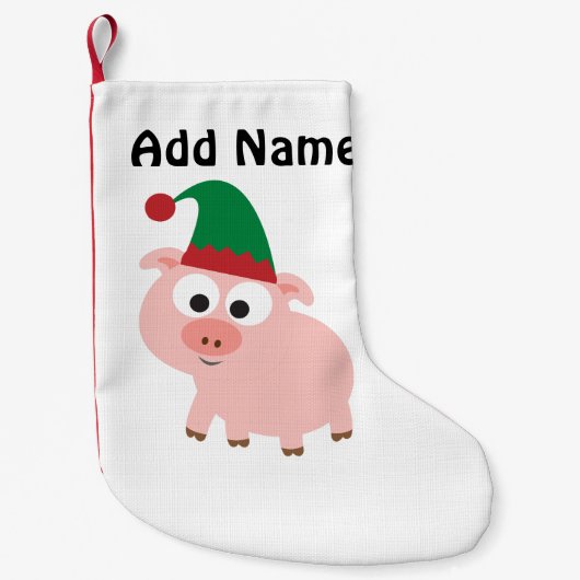 Cute Pig Kerstmis Elf Kleine Kerstsok (Voorkant)