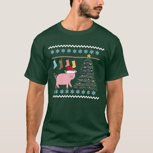 Cute Pig Kerstmis T-shirt (Voorkant)