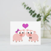 Cute Pig Love Briefkaart (Staand voorkant)