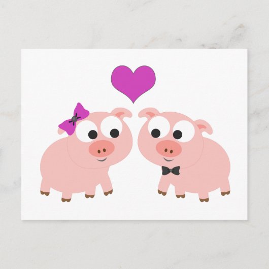 Cute Pig Love Briefkaart (Voorkant)