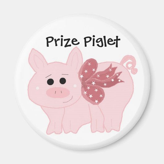 Cute Pig met een roze lint Magneet (Voorkant)
