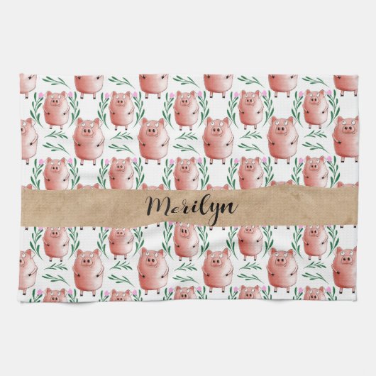 Cute Pig Pattern Tea Towel – Farm Animal Kitchen Theedoek (Horizontaal)