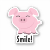 Cute Pig Smile Custom-Cut Vinyl Sticker (Voorkant)