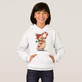 Cute Pig with Candy Cane Kids Hoodie (Devant entier)