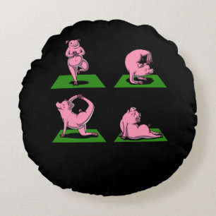 Cute Pig Yoga Poses Funny Farm Animals Rond Kussen