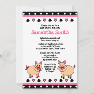 Cute Piggy Baby shower Invitation Kaart