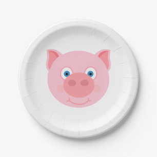Cute piggy face papieren bordje