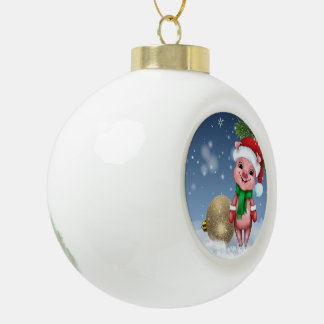 Cute Piggy Santa Keramische Bal Ornament