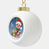 Cute Piggy Santa Keramische Bal Ornament (Rechts)
