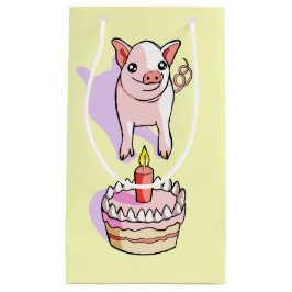 Cute Piglet Birthday Cake Draft Gift Bag Klein Cadeauzakje