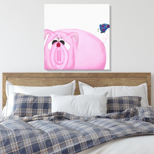 Cute Piglet Chumley and Beauful Friends Canvas Afdruk (Insitu (Slaapkamer))