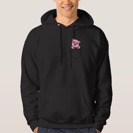 Cute Piglet In My Pocket Smiling Pig With Sunglass Hoodie (Voorkant)