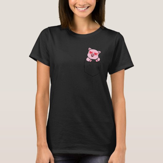 Cute Piglet In My Pocket Smiling Pig With Sunglass T-shirt (Voorkant)