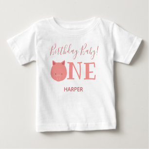 Cute Piglet One Name First Birthday