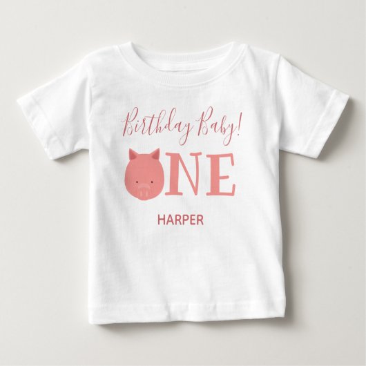 Cute Piglet One Name First Birthday (Voorkant)