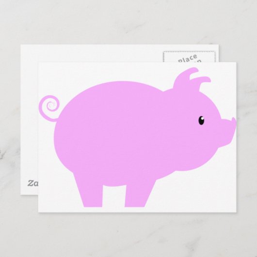 Cute Piglet Silhouette Briefkaart (Voorkant / Achterkant)