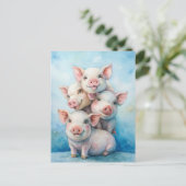Cute Pigs Sending Happiness  Briefkaart (Staand voorkant)