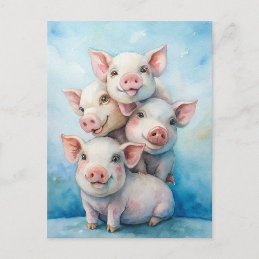 Cute Pigs Sending Happiness  Briefkaart (Voorkant)