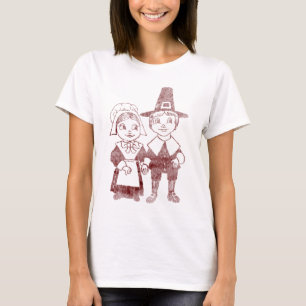 Cute Pilgrim Couple Thanksgiving Shirt
