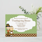 Cute Pilgrim Thanksgiving Dinner Party Uitnodiging (Staand voorkant)