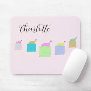 Cute Pillow Cats Illustrmed Monogrammed Muismat