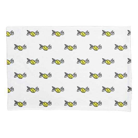 Cute pillowcase | tennisbal met vleugelpatroon kussensloop (Voorkant)