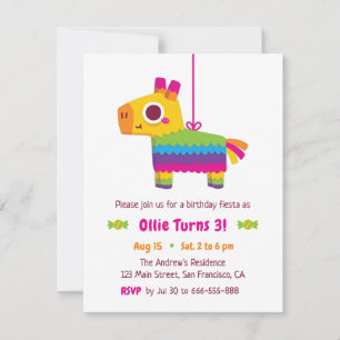 Cute Pinata Snoep Kids Birthday Party Invitations Kaart