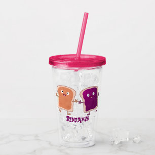 Cute pindakaas en jelly sandwich cartoon acryl drinkbeker