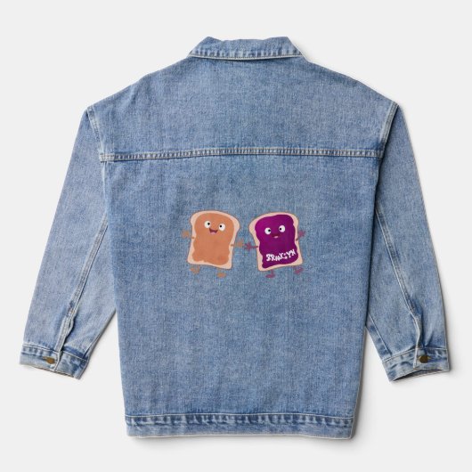 Cute pindakaas en jelly sandwich cartoon denim jacket (Achterkant)