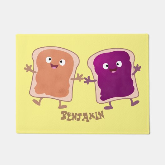 Cute pindakaas en jelly sandwich cartoon deurmat (Voorkant)