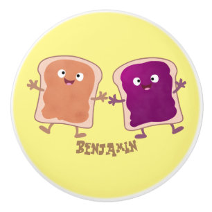Cute pindakaas en jelly sandwich cartoon keramische knop