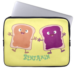 Cute pindakaas en jelly sandwich cartoon laptop sleeve