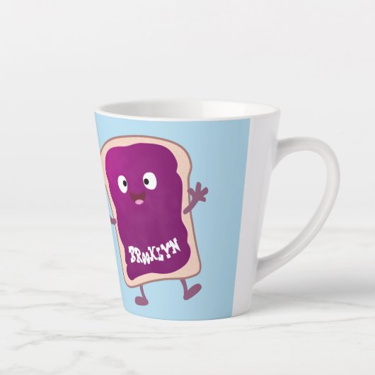 Cute pindakaas en jelly sandwich cartoon latte mok (Rechts)