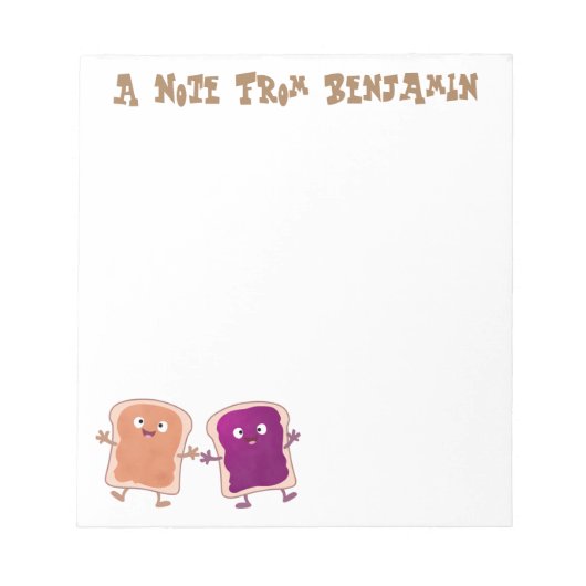 Cute pindakaas en jelly sandwich cartoon notitieblok (Voorkant)