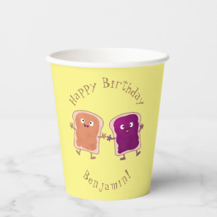 Cute pindakaas en jelly sandwich cartoon papieren bekers