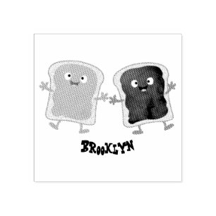 Cute pindakaas en jelly sandwich cartoon rubberstempel
