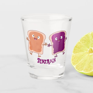 Cute pindakaas en jelly sandwich cartoon shot glas