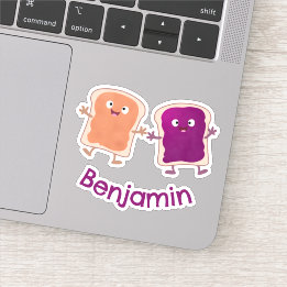 Cute pindakaas en jelly sandwich cartoon sticker