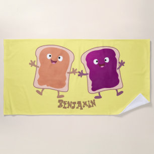 Cute pindakaas en jelly sandwich cartoon strandlaken