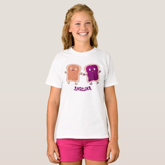 Cute pindakaas en jelly sandwich cartoon t-shirt (Voorkant volledig)