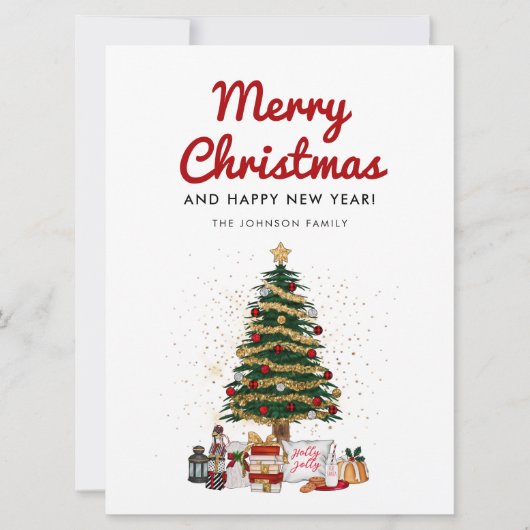 Cute Pine Tree Script Merry Kerstry (Voorkant)