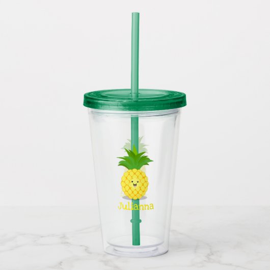 Cute pineapple cartoon illustratie acryl drinkbeker (Voorkant)
