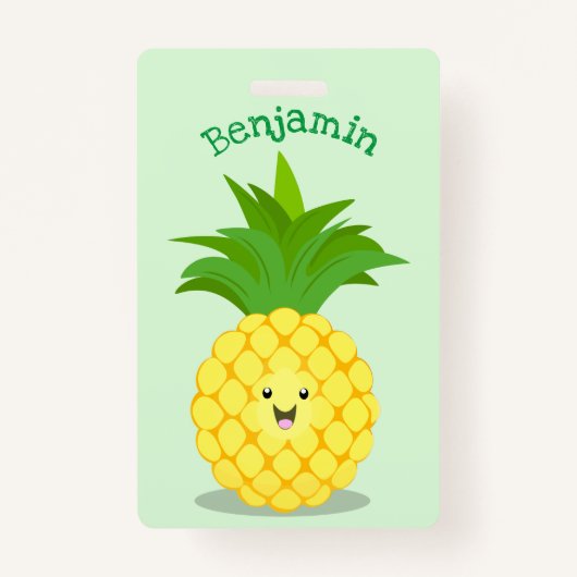 Cute pineapple cartoon illustratie badge (Voorkant)