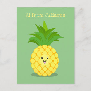 Cute pineapple cartoon illustratie briefkaart