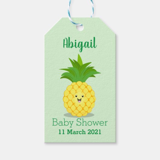 Cute pineapple cartoon illustratie cadeaulabel (Voorkant)