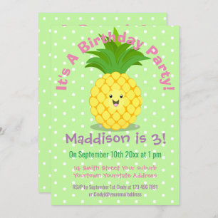 Cute pineapple cartoon illustratie kaart
