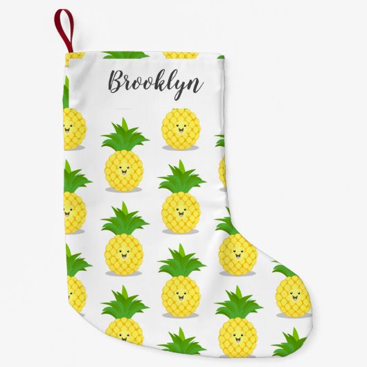 Cute pineapple cartoon illustratie kleine kerstsok (Voorkant)